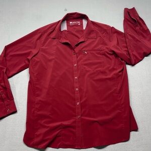 Ariat Tek Red Maroon Long Sleeve Button Down Shirt XL Performance Vent Tek